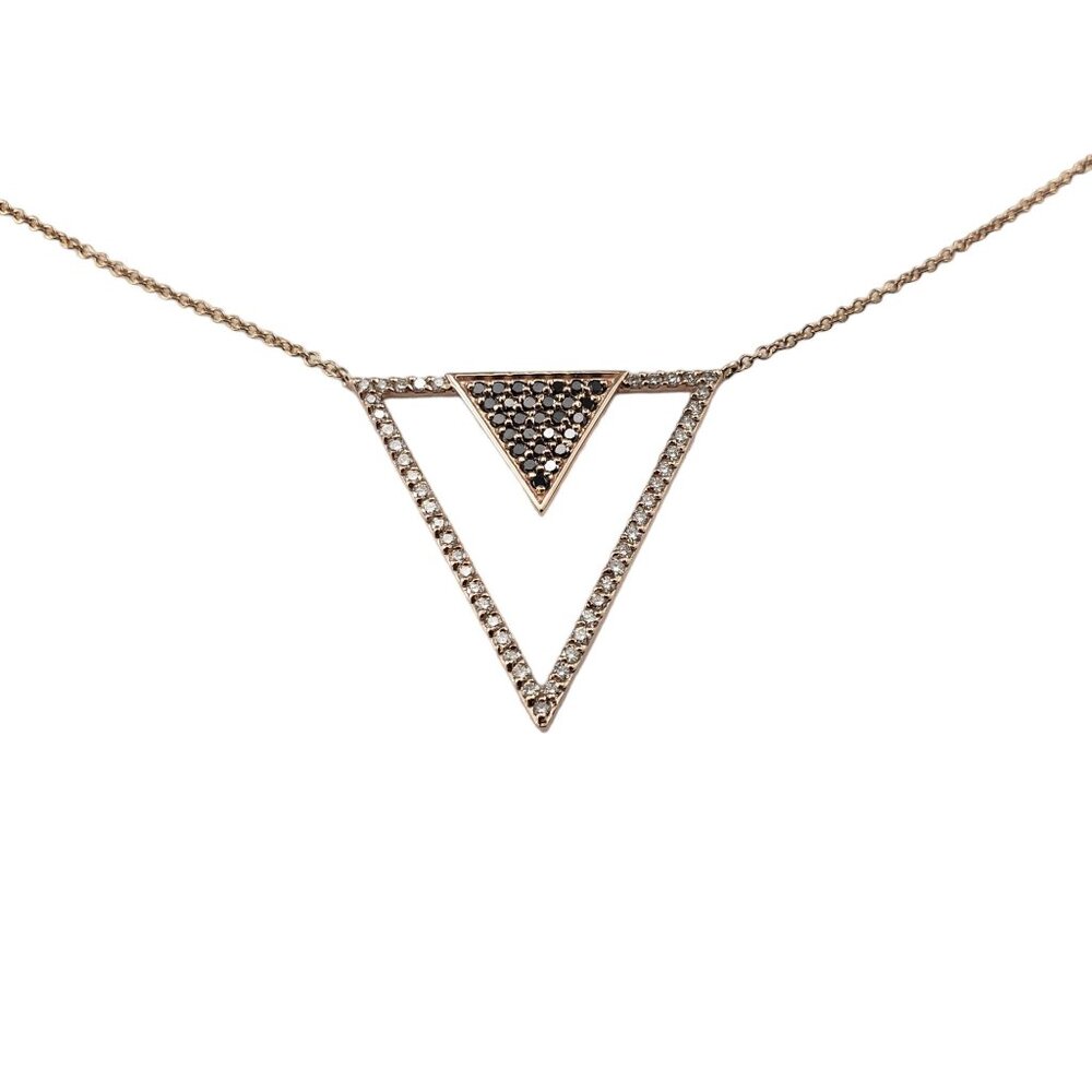 Effy 14 Karat Rose Gold Black and White Diamond Pendant Necklace like new